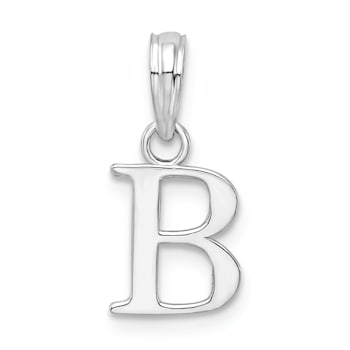 Sterling Silver Polished Block Initial -B- Pendant