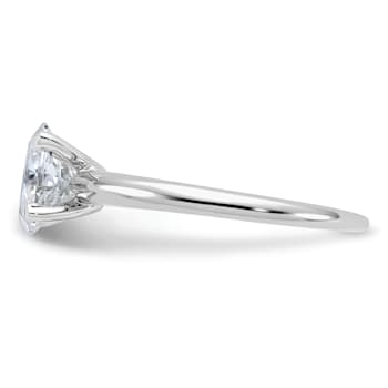 Rhodium Over 14K White Gold 1 1/2 ct. G H I True Light Oval Moissanite
Solitaire Ring
