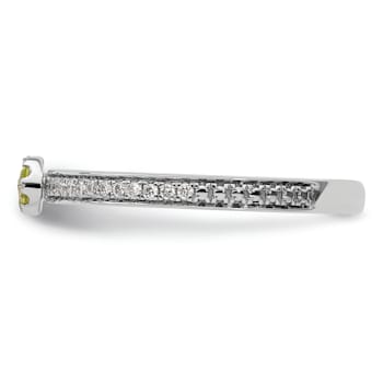 14K White Gold Stackable Expressions Peridot and Diamond Ring 0.075ctw