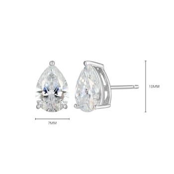 Pear Shape Moissanite Platineve Stud Earrings 4.20ctw DEW