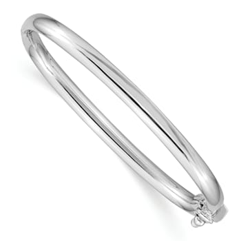 Rhodium Over 14k White Gold Polished 3.75mm Hinged Baby Bangle
