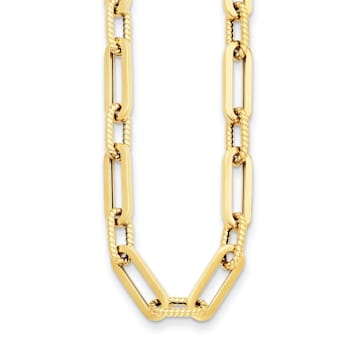 14K Yellow Gold Fancy Oval link 24-inch Necklace