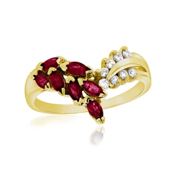 0.59ctw Ruby and Diamond Ring in 14k Yellow Gold