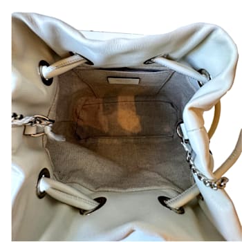 Jimmy Choo Marcheline Pearl Small Drawstring Bucket Crossbody Bag Ivory