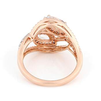 Morganite Pear And White Zircon Ring In 18K Rose Gold Over Sterling
Silver 1.07ctw