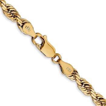 14k Yellow Gold 4.5mm Solid Diamond-Cut Quadruple Rope 24 Inch Chain