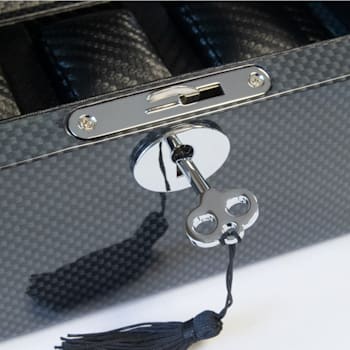 Mele and Co Gustavo Glass Top Vegan Leather Watch Winder