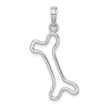 Rhodium Over 14k White Gold Cut-Out Polished Dog Bone Charm