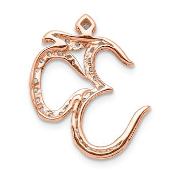 14k Rose Gold and Rhodium Over 14k Rose Gold Diamond Om Chain Slide Pendant