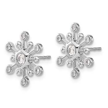 14K White Gold Diamond Snowflake Earrings