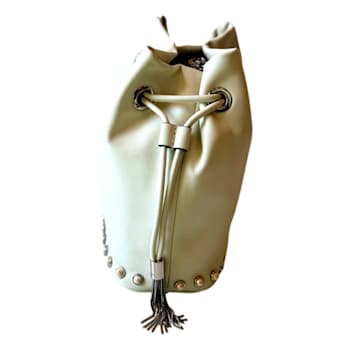 Jimmy Choo Marcheline Pearl Small Drawstring Bucket Crossbody Bag Ivory