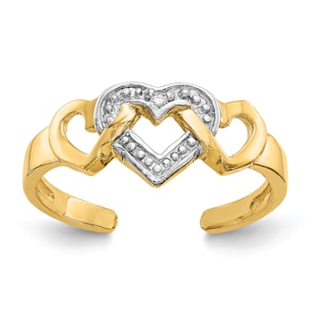 14K Yellow Gold Diamond Heart Toe Ring
