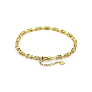 Baguette and Round White Topaz Baguette 14K Yellow Gold Over Sterling
Silver Bracelet
