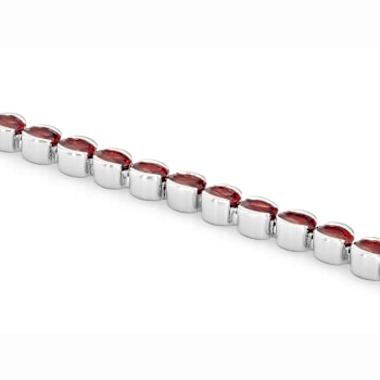 Red Garnet Oval Tennis Bracelet In Sterling Silver