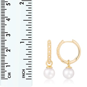 White and Black Cultured Akoya Pearl 14k Yellow Gold Earrings 7-7.5mm
