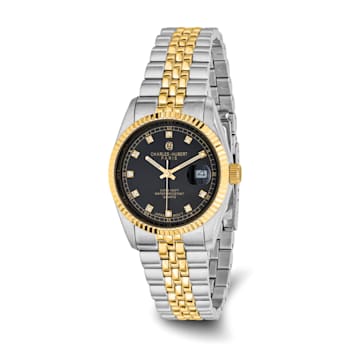 Mens Charles Hubert Two-tone Stainless Steel Black Dial Watch