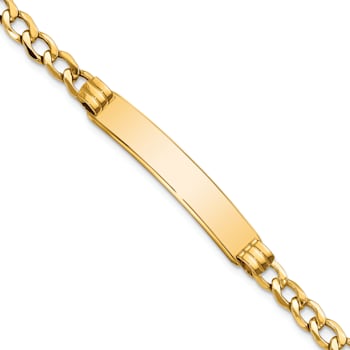14k Yellow Gold Polished Cuban ID Bracelet