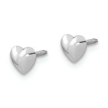 Rhodium Over 14k White Gold Children's 5mm Heart Stud Earrings