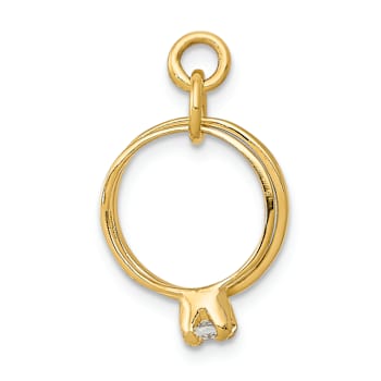 14k Yellow Gold Wedding Rings Cubic Zirconia Charm