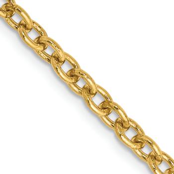 14k Yellow Gold 3.2mm Solid Round Open Link Cable 20 Inch Chain