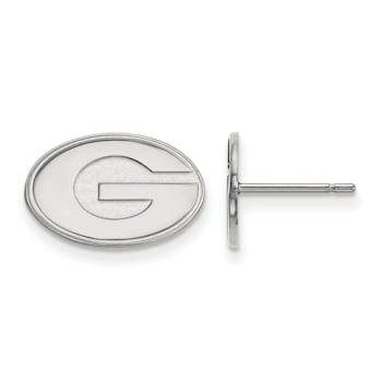 Rhodium Over Sterling Silver  LogoArt University of Georgia Extra Small
Post Earrings