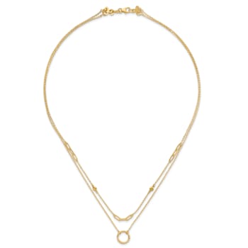 14K Yellow Gold Polished Double Layer Necklace