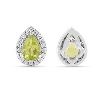 Green Peridot Pear shaped Teardrop Stud Earrings For Women
