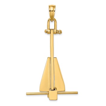 14k Yellow Gold Moveable Danforth Anchor Pendant