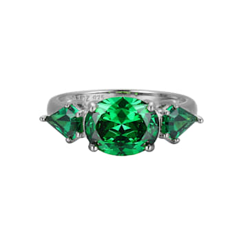 Green Cubic Zirconia Platinum Over Sterling Silver May Birthstone Ring 5.08ctw