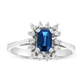 0.70ctw Sapphire and Diamond Ring in 14k White Gold