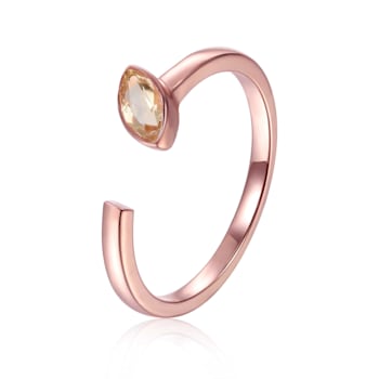 Yellow Citrine 14K Rose Gold Over Sterling Silver Open Design Ring Split
Shank Ring