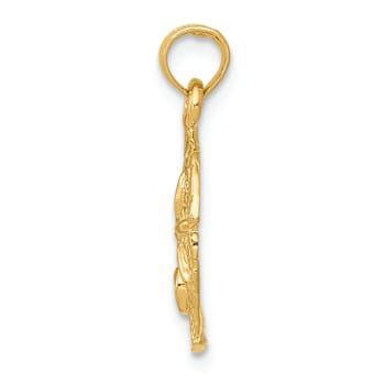 14k Yellow Gold Textured Sand Dollar Pendant