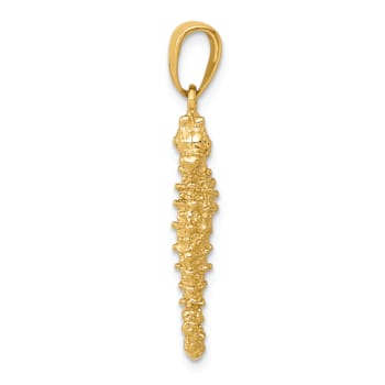 14k Yellow Gold 3D Textured Seahorse Pendant
