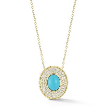 Rachel Zoe Lab-Created Turquoise Oval Medallion Necklace in 14K Gold
Over Sterling Silver