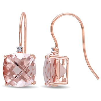6.80ctw Morganite And Diamond Accent 14k Rose Gold Solitaire Earrings