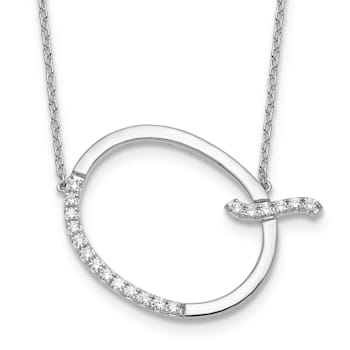 Rhodium Over 14k White Gold Sideways Diamond Initial Q Pendant Cable
Link 18 Inch Necklace