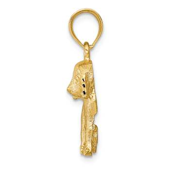 14k Yellow Gold Diamond-Cut and Brushed Dog Charm
