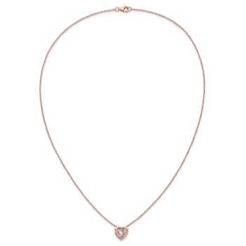 14K Rose Gold Over Sterling Silver Vibrant Cubic Zirconia Heart Necklace