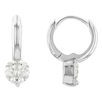 Moissanite Solitaire Stud Huggie Hoop Earrings In Platinum-Enhanced
Sterling Silver