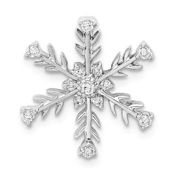 Rhodium Over 14k White Gold Diamond Snowflake Chain Slide Pendant