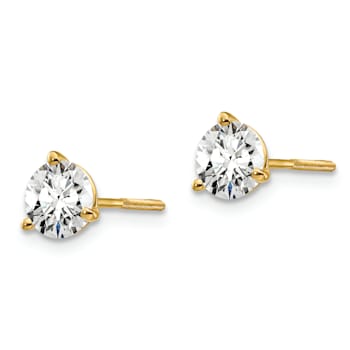 14K Yellow Gold Lab Grown Diamond 1ct. VS/SI GH+, 3 Prong Screwback Earrings