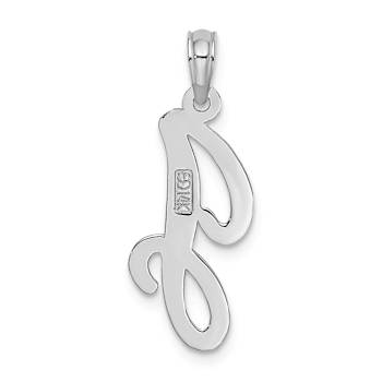 Rhodium Over 14k White Gold Polished Script Letter J Initial Pendant