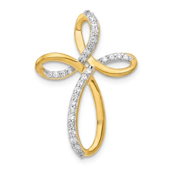 14K Yellow Gold 1/6ct. Diamond Cross Chain Slide