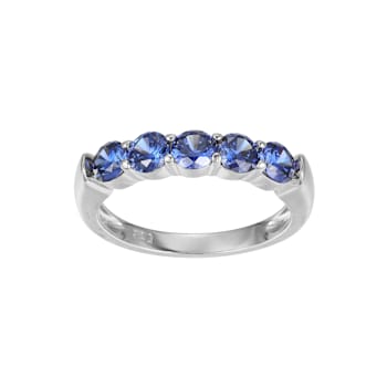 Blue Cubic Zirconia Platinum Over Sterling Silver Ring 1.77ctw