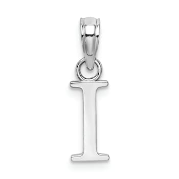 Rhodium Over 14k White Gold Polished Block Letter I Initial Pendant