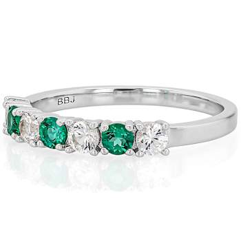 Lab-Created Emerald And White Sapphire Band Ring In Platinum Over
Sterling Silver