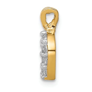 10k Yellow Gold and Rhodium Over 10k Yellow Gold Small Cubic Zirconia
Horseshoe Charm