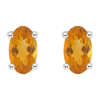 5x3mm Oval Citrine 14k White Gold Stud Earrings