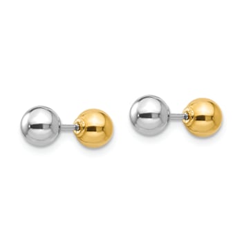 14k Yellow Gold and 14k White Gold Reversible 5mm Ball Earrings