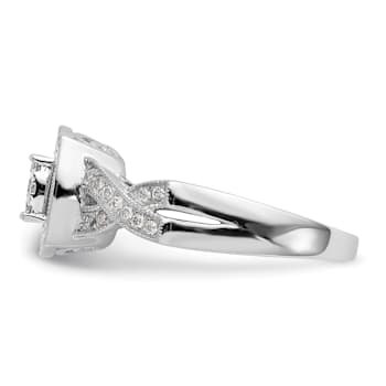 Rhodium Over 14K White Gold Lab Grown Diamond Cluster Engagement Ring 0.39ctw